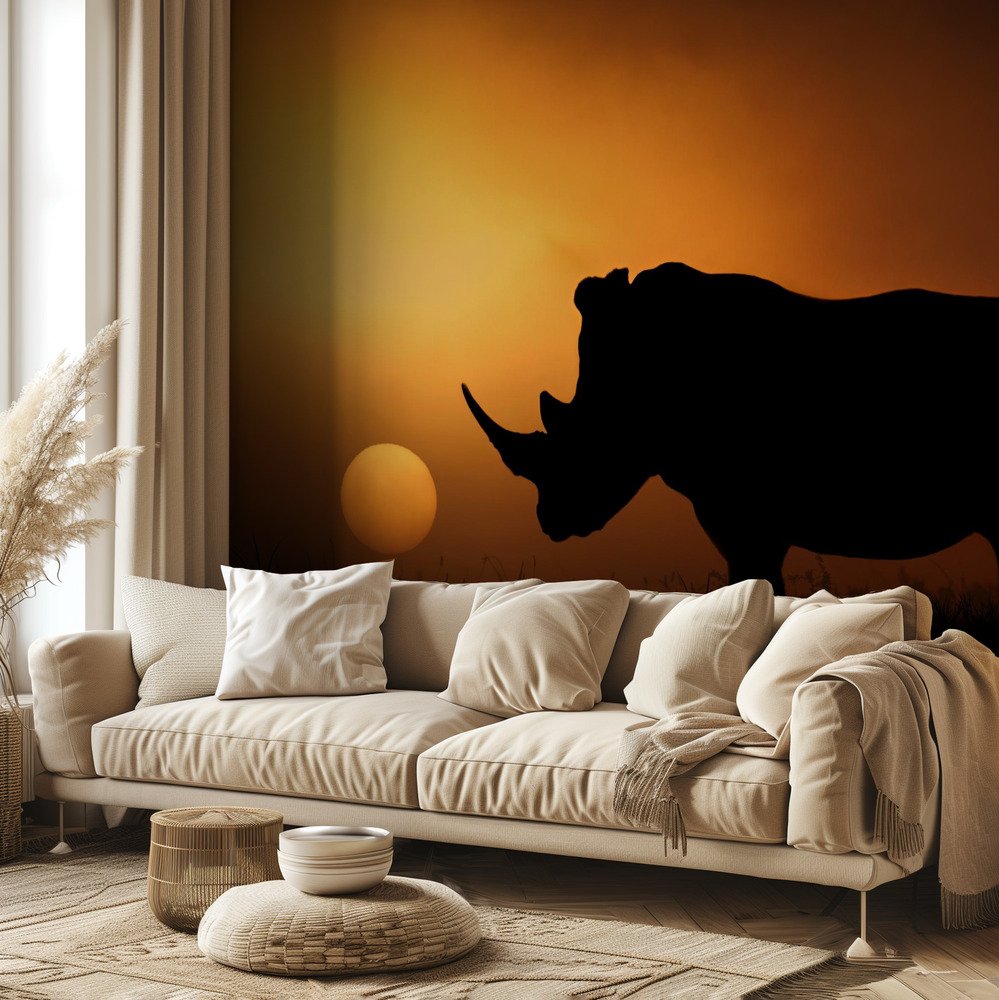 Rhino Sunset Silhouette