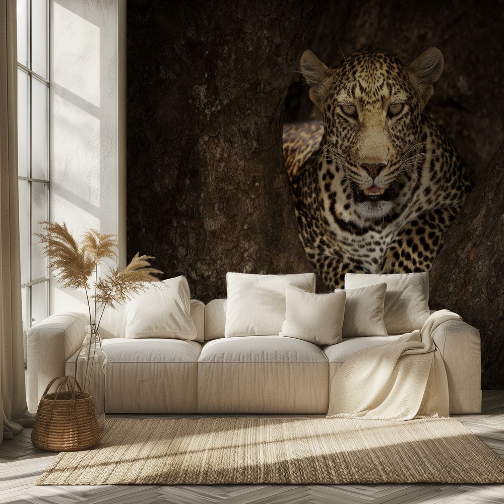 Watchful Leopard In Tree