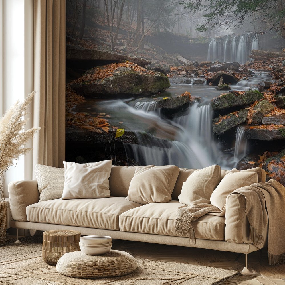 Misty Autumn Waterfall