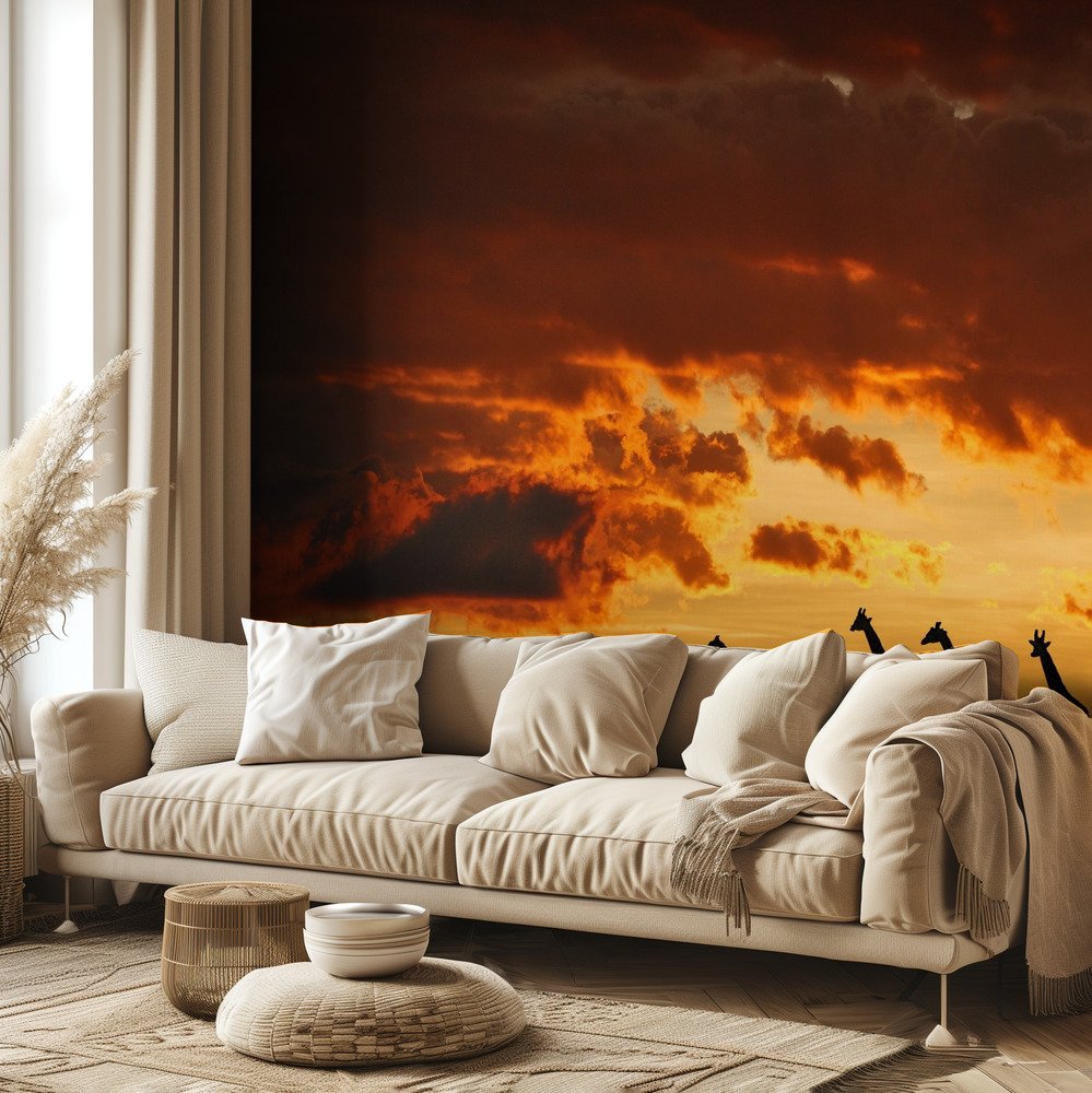 Majestic Giraffes Sunset Sky