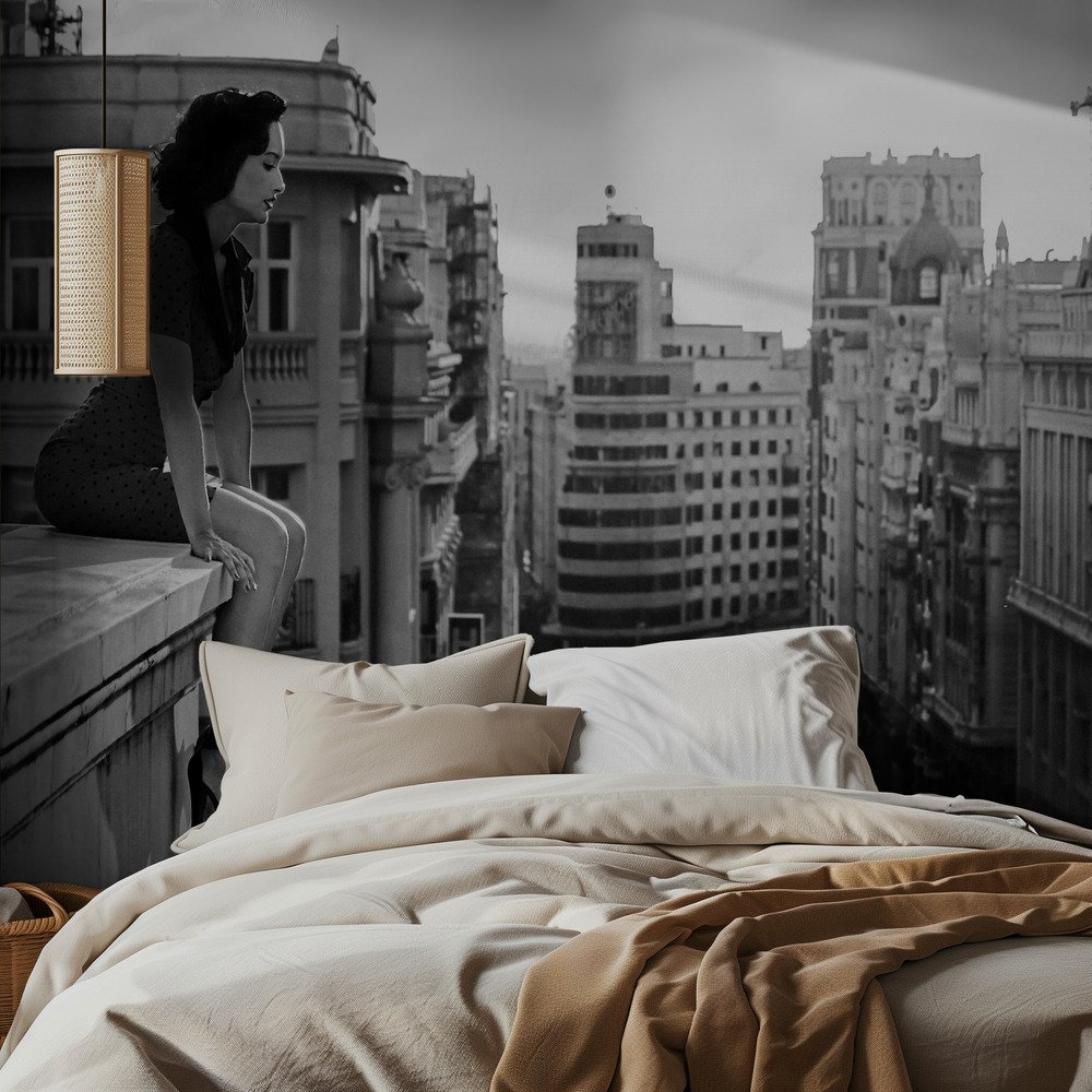 Elegant Woman City Rooftop