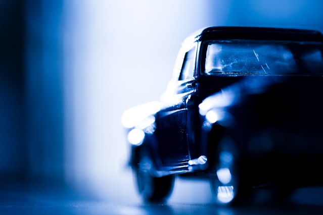 Abstraction old blue car