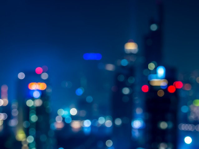 Bokeh cityscape of Bangkok night background