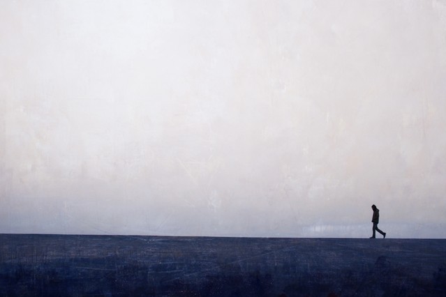 Man walking on the horizon