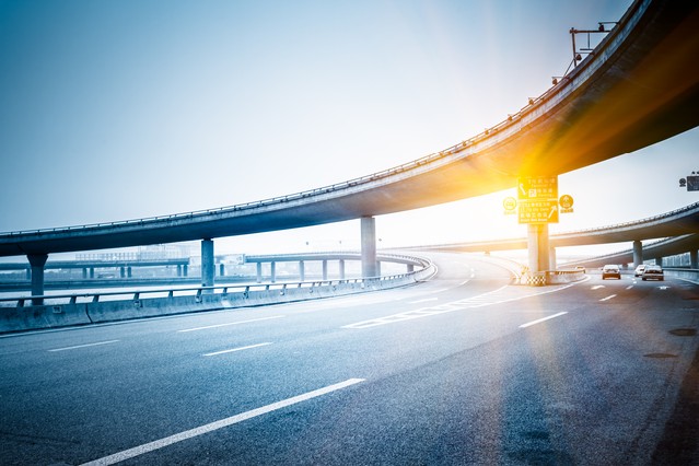 Concrete road curve of viaduct in shanghai china outdoor