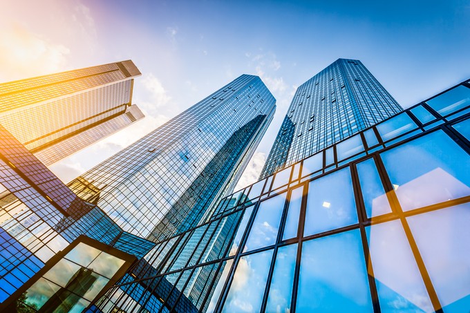 Modern skyscrapers in business district