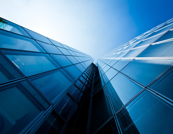 Office buildings. modern glass silhouettes of skyscrapers