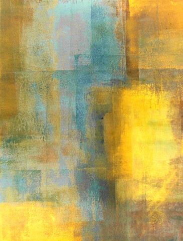 A Teal and Yellow Abstract Art Painting