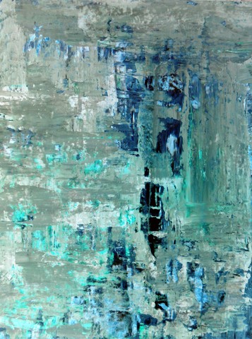 A Turquoise and Beige Abstract Art Painting