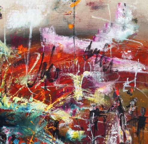 Abstract landscape, oil painting on canvas
