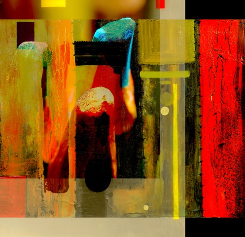Abstract painting On Glass in verso
