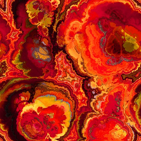 Art abstract colorful vibrant fractal seamless background in red, purple and golden colors