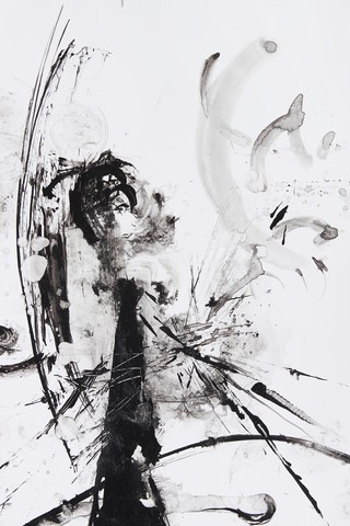 Black and white abstract brush painting