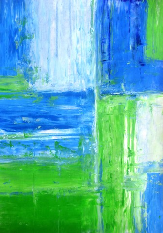 Blue and Green Abstract Art Painting