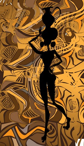 A young African girl - ornamental pattern 2