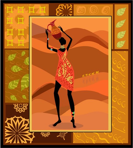African girl dressed in a decorative 5