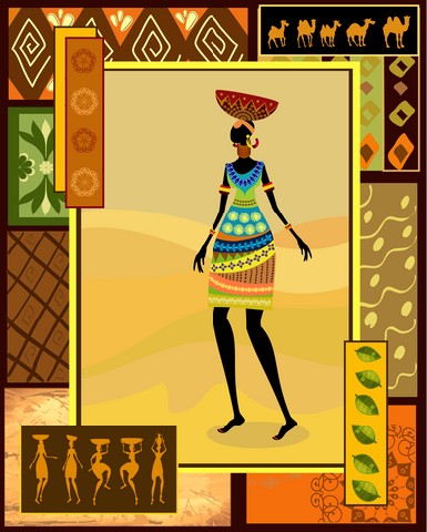African girl dressed in a decorative 6