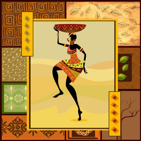 African girl dressed in a decorative 8