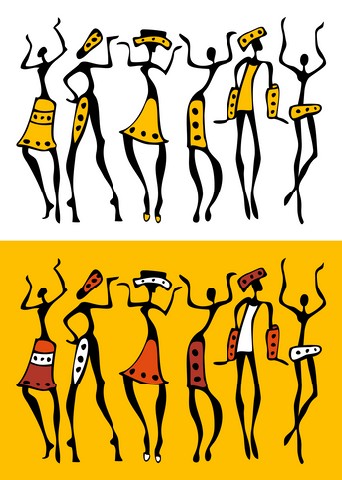 Figures of african dancers set