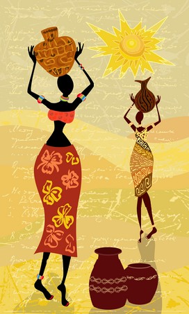 Landscape with an African woman decorative