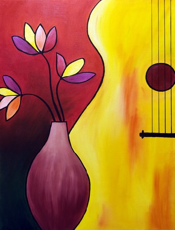 Musical instrument - original oil painting of the bass