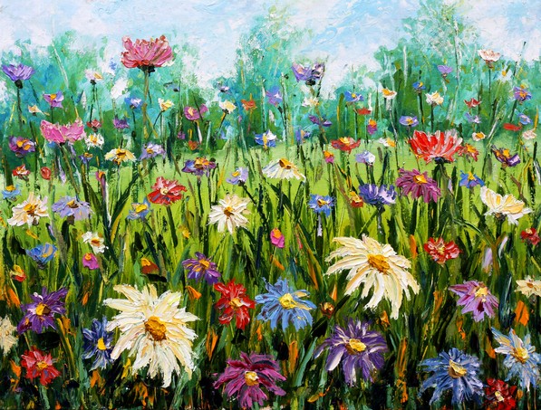 Original oil painting of beautiful Wildflowers