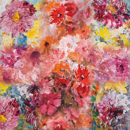 Still Life with Flowers, wallpaper, decorative background, oil painting