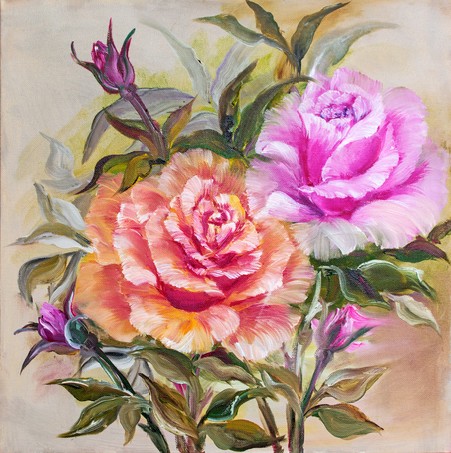 Vintage pink and yellow roses
