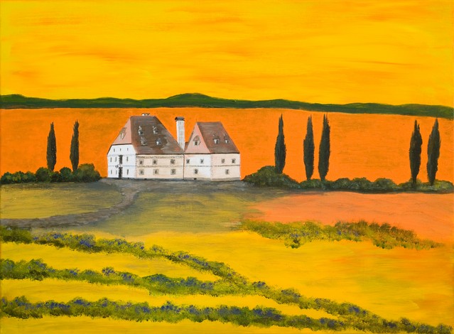 Acrylic Painting of a Tuscan Landscape