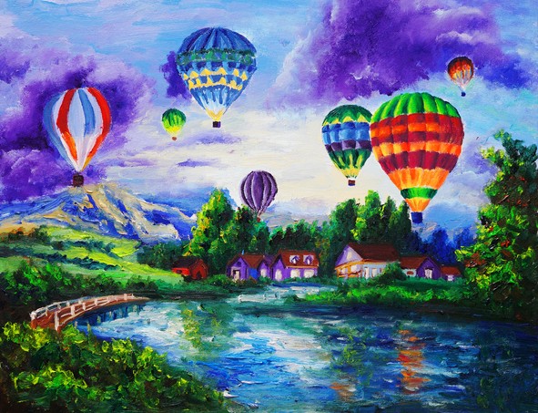 Oil Painting - Fire Balloon