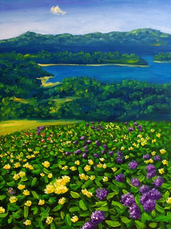 Oil Painting - Lake Valley Landscape