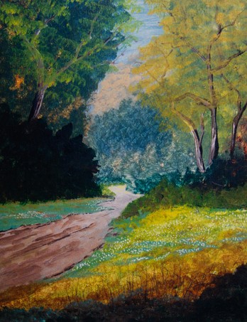Old road through the forest - Oil Painting