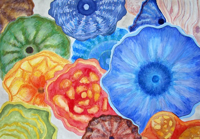 Jellyfish glass art - original hand drawing on paper