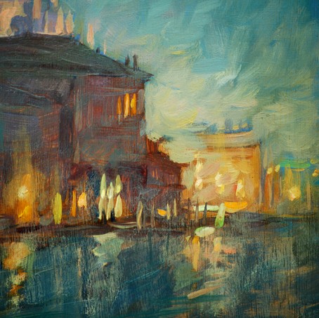 Night landscape to Venice, painting by oil on a canvas