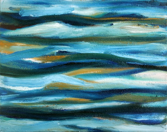 Original abstract oil painting of waves on canvas