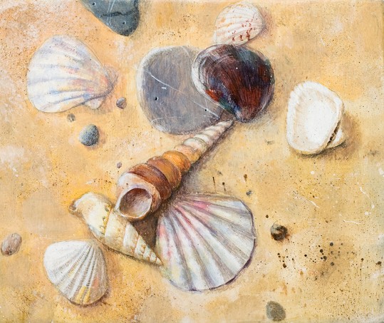Seashells on the sand - Acrylic Painting