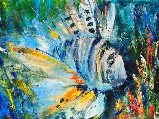 Striped lion fish - Oil on canvas