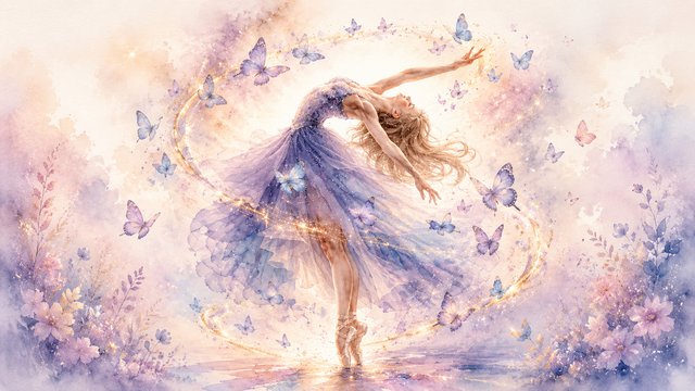 Ballet dancer in a dreamy swirl