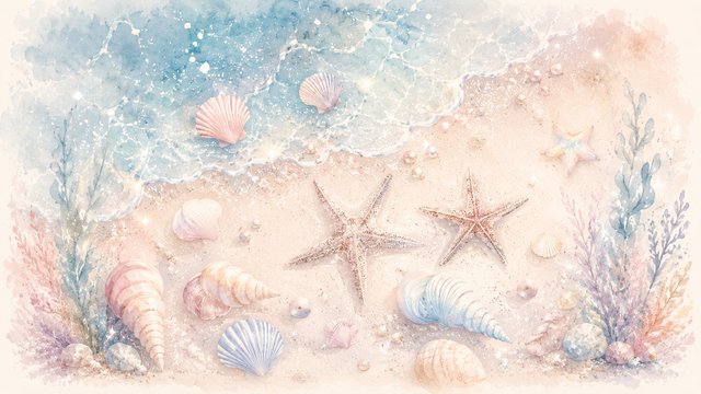 Dreamy coastal seashell scene