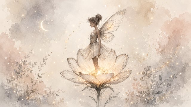 Fairy on a glowing flower