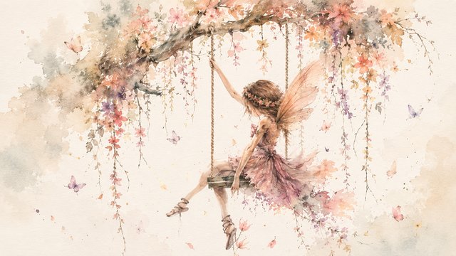 Fairy swing in pastel blooms