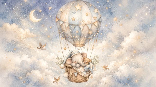 Dreamy balloon ride with baby elephant