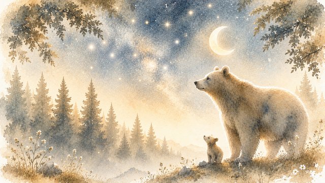 Dreamy night with bears and stars