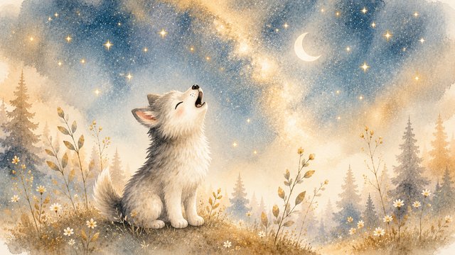 Enchanted howl under a starry sky