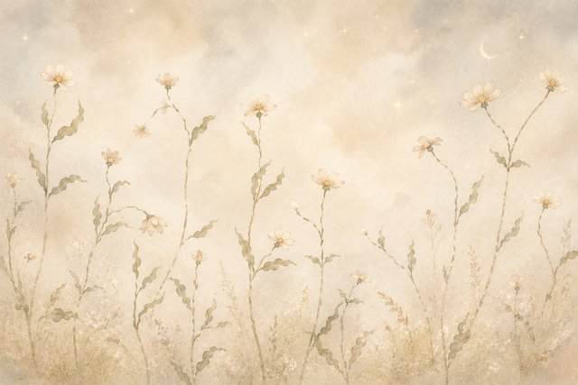 Magical wildflower meadow at dawn