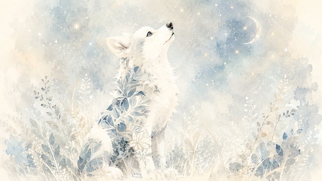 Serene fox under starlit skies