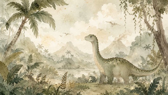 Serene prehistoric jungle landscape