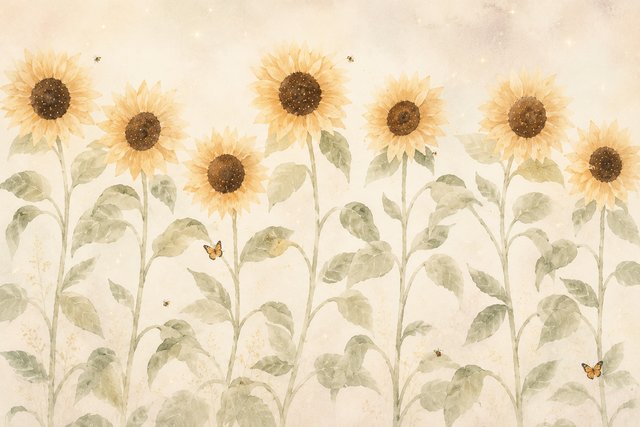 Sunny meadow with fluttering butterflies