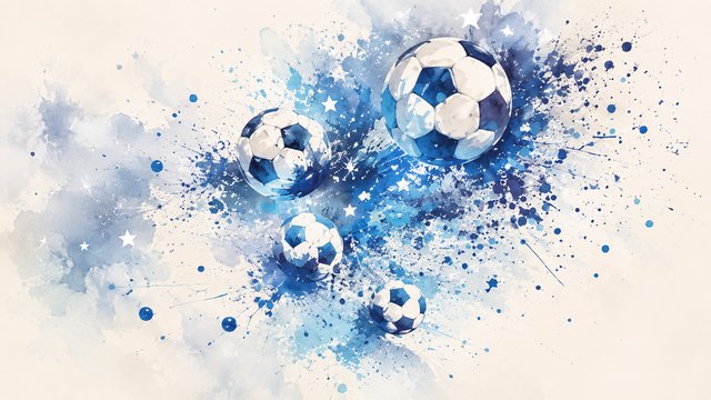 Dynamic soccer splash in blue tones