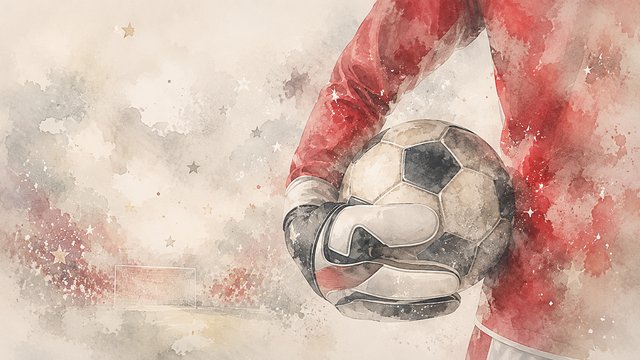 Misty goalkeeper in watercolor dreamscape